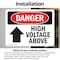 Signmission High Voltage Above Danger Sign, Vinyl Decal, 10in W x 7in L, 2PK OS-2PACK-DS-D-710-L-2228 - alternate 2